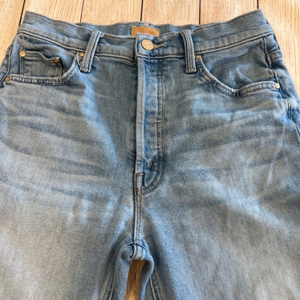 Mother The Tripper Flood Fray Jeans Look Ma No Hands Light Wash 27 High Rise - Picture 4 of 12